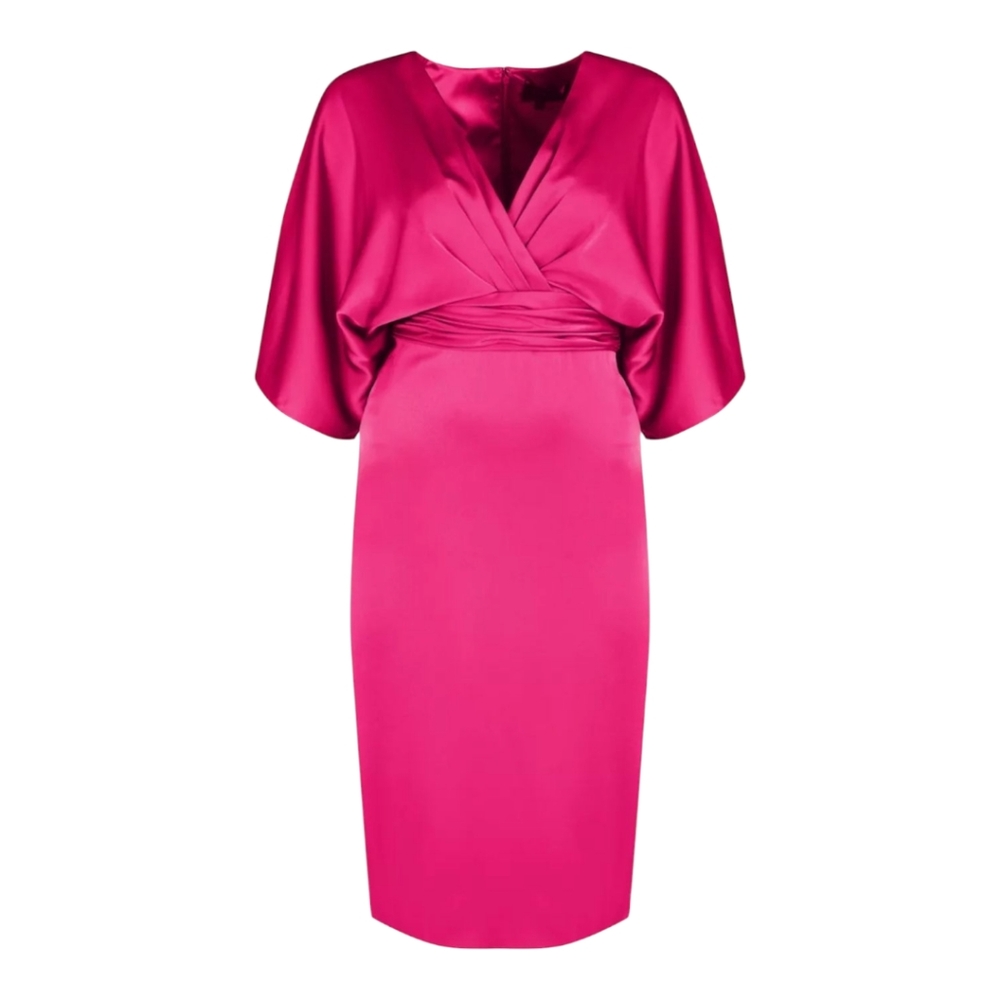 NWT Theia Kimono Satin Cocktail Dress Soft Dahlia Size 6 Party Formal Cocktail